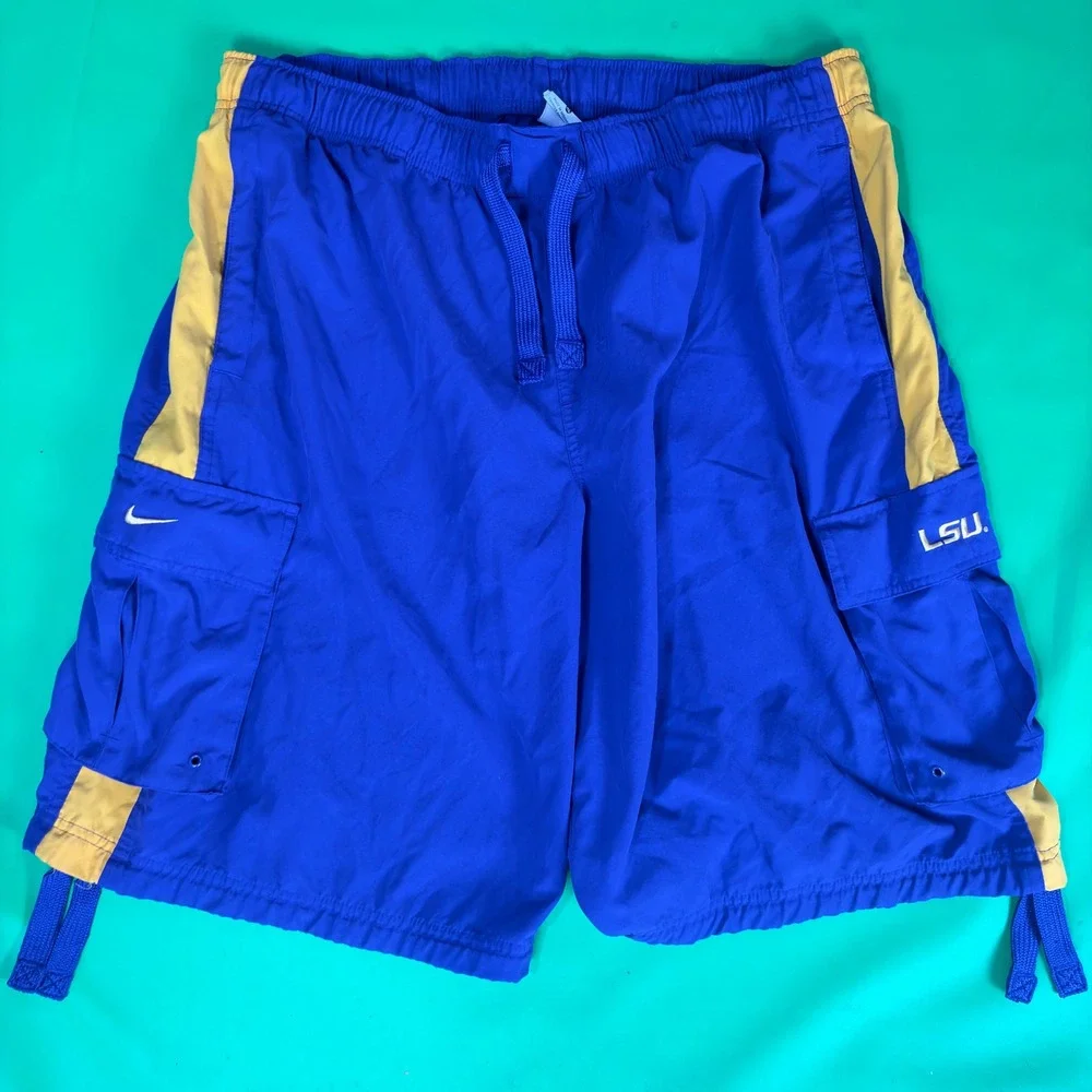 Nike LSU Tigers Cargo Athletic Shorts Mens XL Purple/Gold Zip Pocket NCAA  Snike